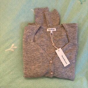 HEIRLOOM Grey Cardigan with Pearl Buttons